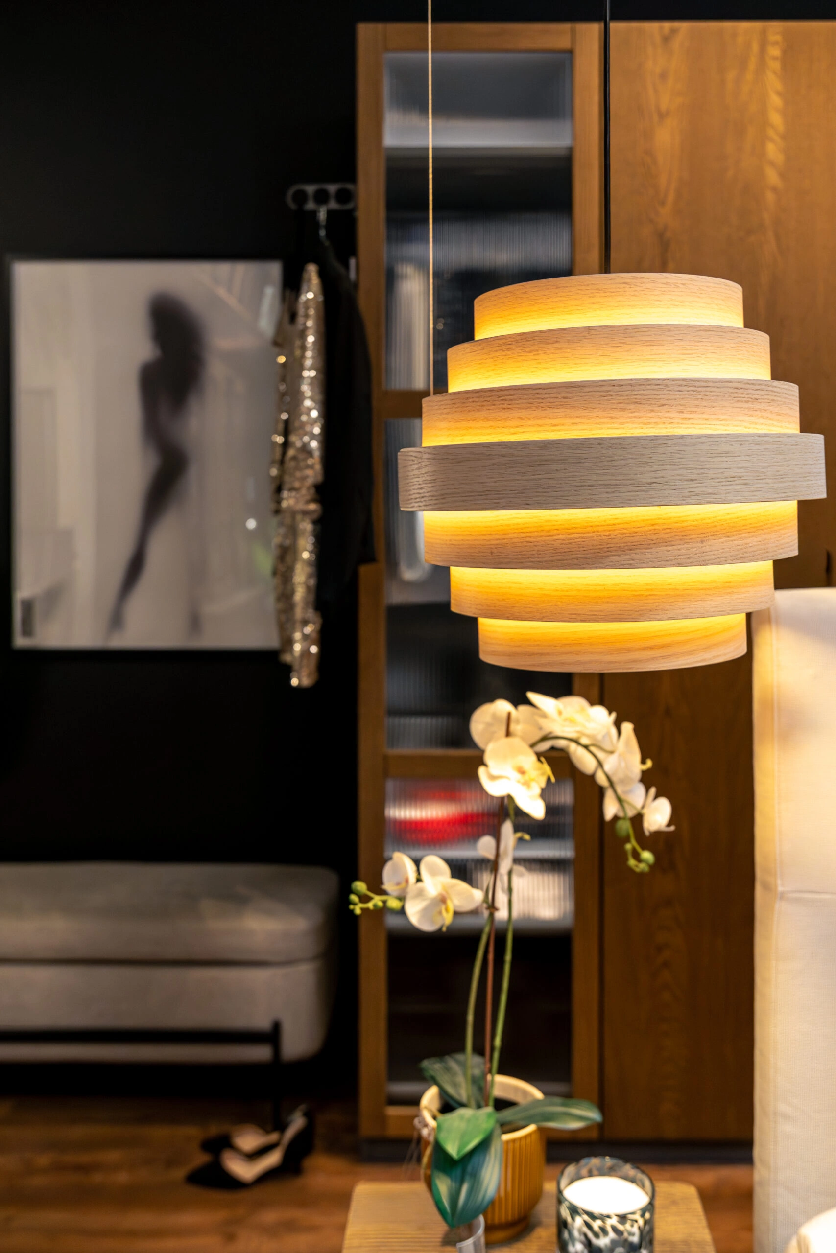 warm pendant lamp cozy bedroom soft glow scaled